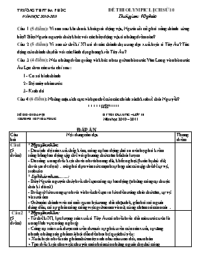Đề và đáp án thi Olympic Lịch sử lớp 10 - Năm học 2010-2011 - Trường THPT Đa Phúc